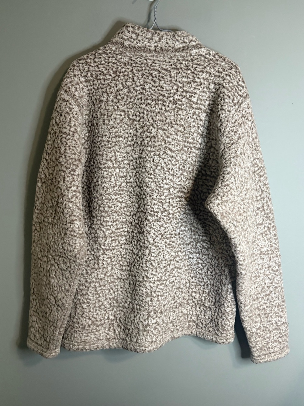 Initial Attraction Cozy Sherpa Fleece Quarter Zip Pullover XL Taupe Beige - Picture 5 of 7